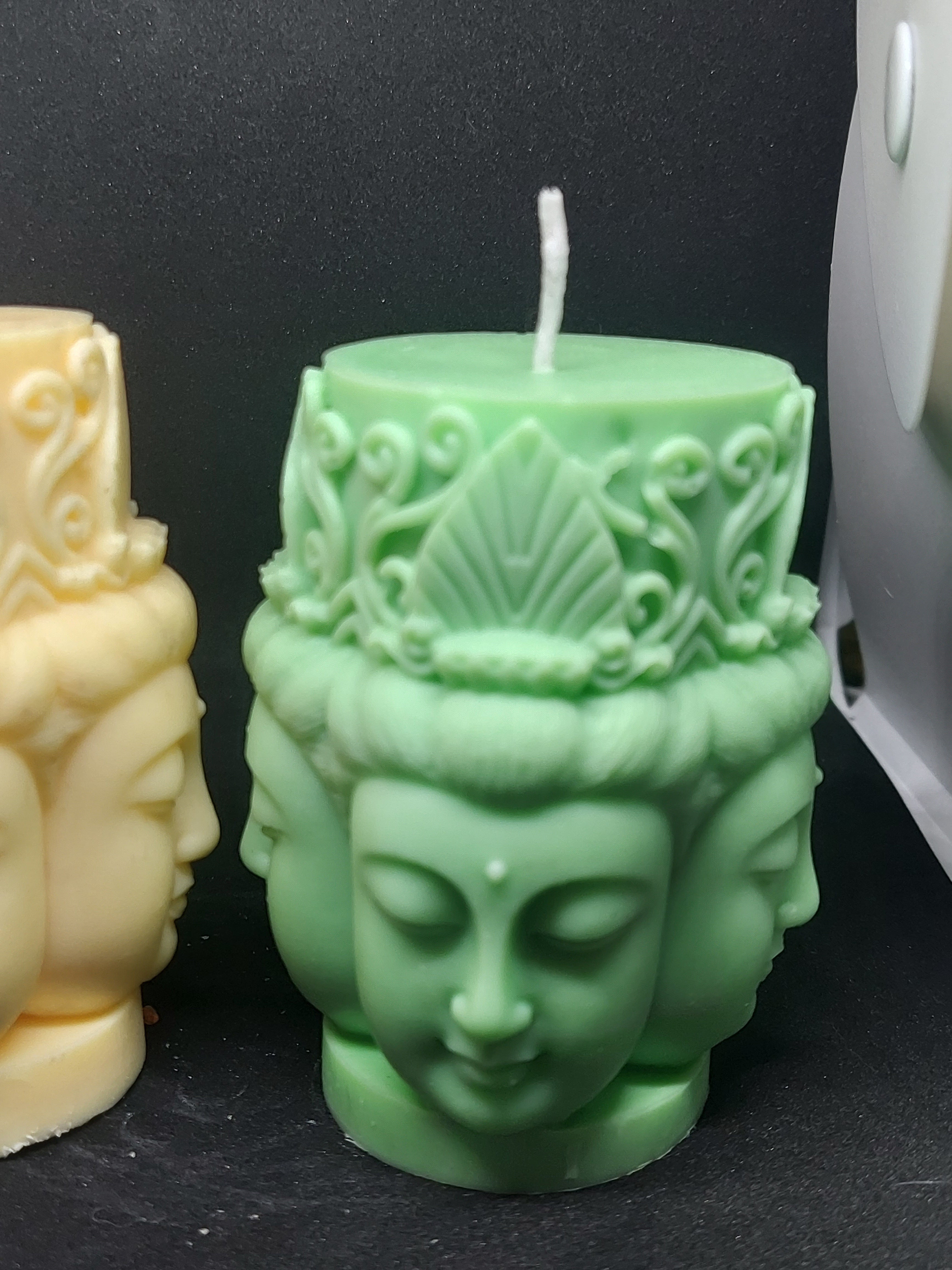 Handcrafted Multi-Face Buddha Soy Wax Candle – Mildly Scented & Perfect for Décor