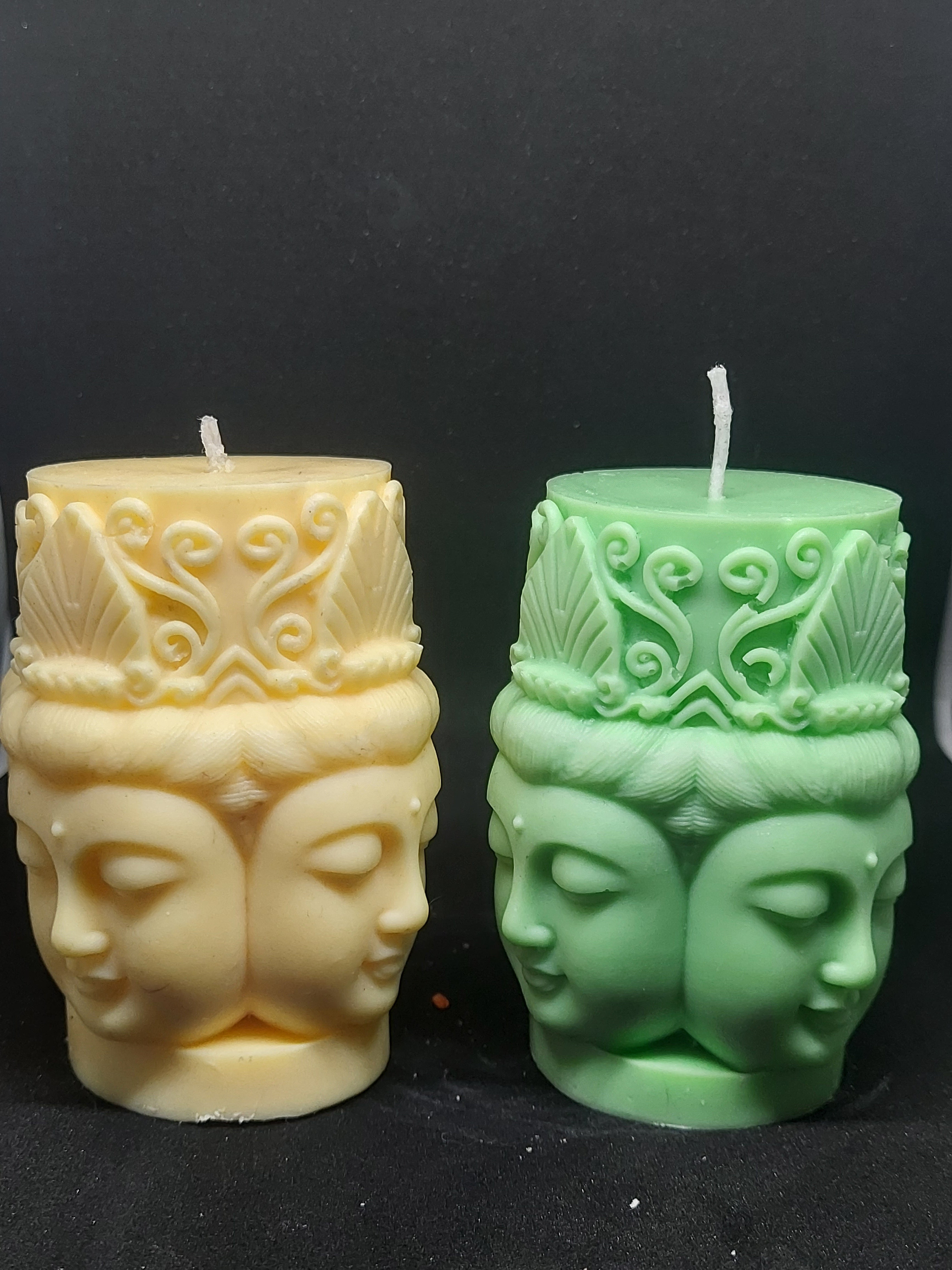 Handcrafted Multi-Face Buddha Soy Wax Candle – Mildly Scented & Perfect for Décor