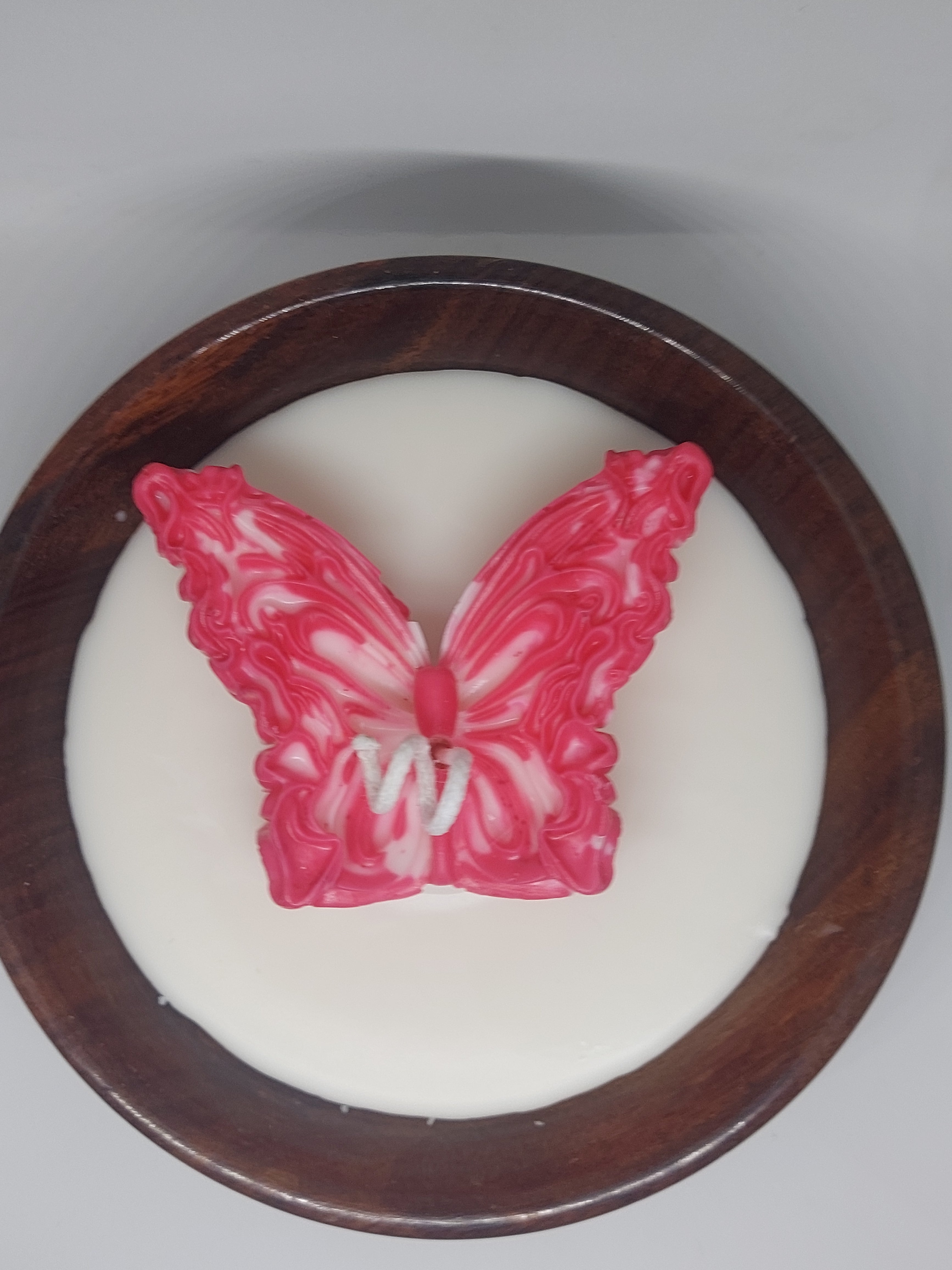Handcrafted Soy Wax Candle in Wooden Bowl – Butterfly Editio