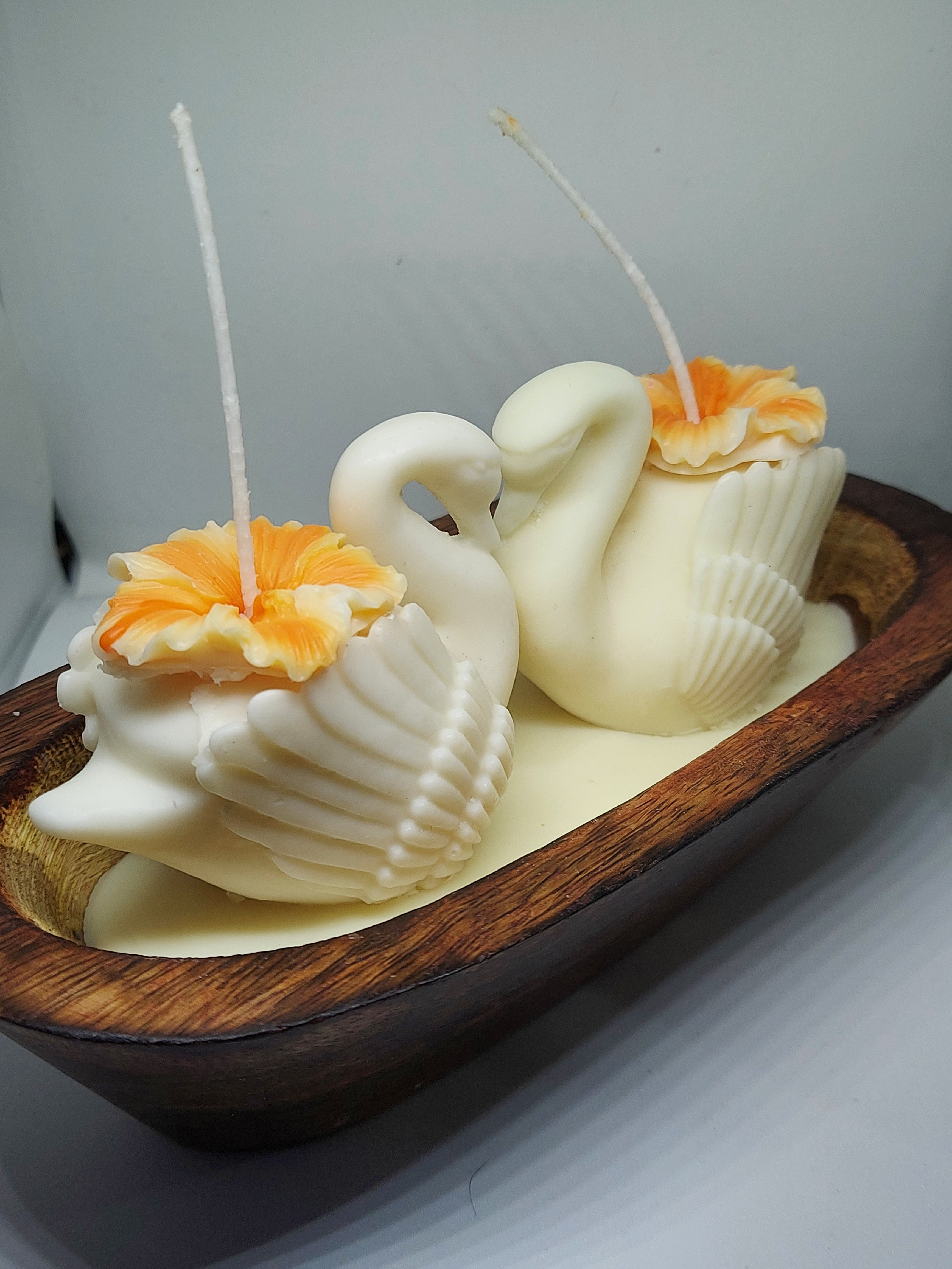 Eternal Swans Decorative Candle