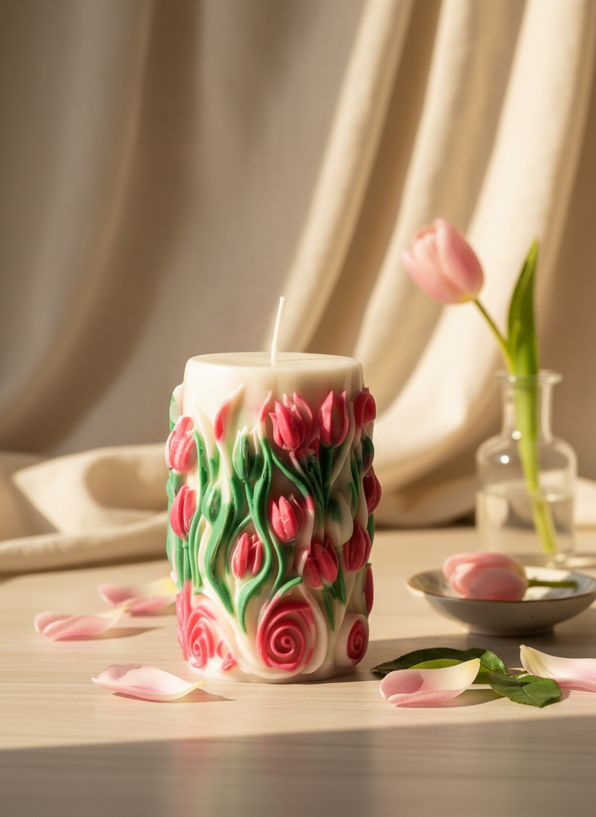 Tulip garden candle