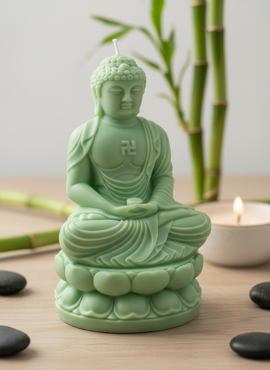 Handcrafted Buddha Soy Wax Candle – Calm, Elegant & Meaningful