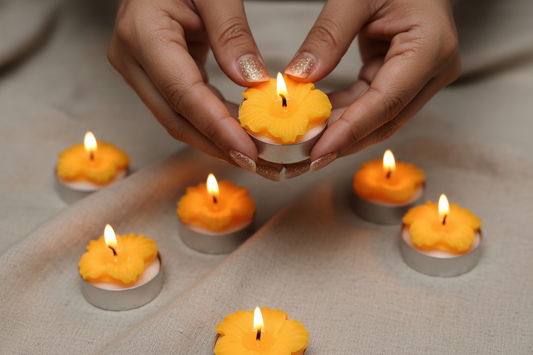 Citrus Blossom Flower Tealight Candles – Soy Wax | Set of 10
