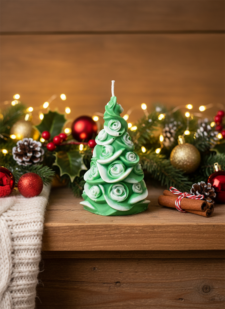 Christmas Tree Spiral Candle