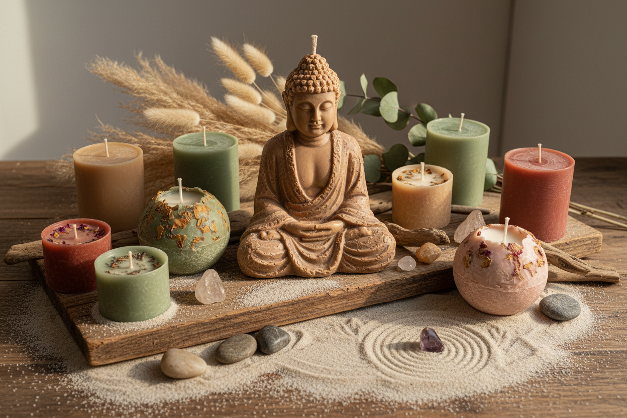 earth soul wellness handmade candle collection more earthy elements more gentle scents candles like buddha candles 