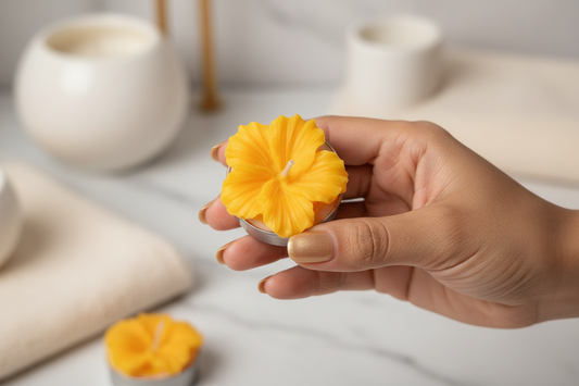 Citrus Blossom Flower Tealight Candles – Soy Wax | Set of 10
