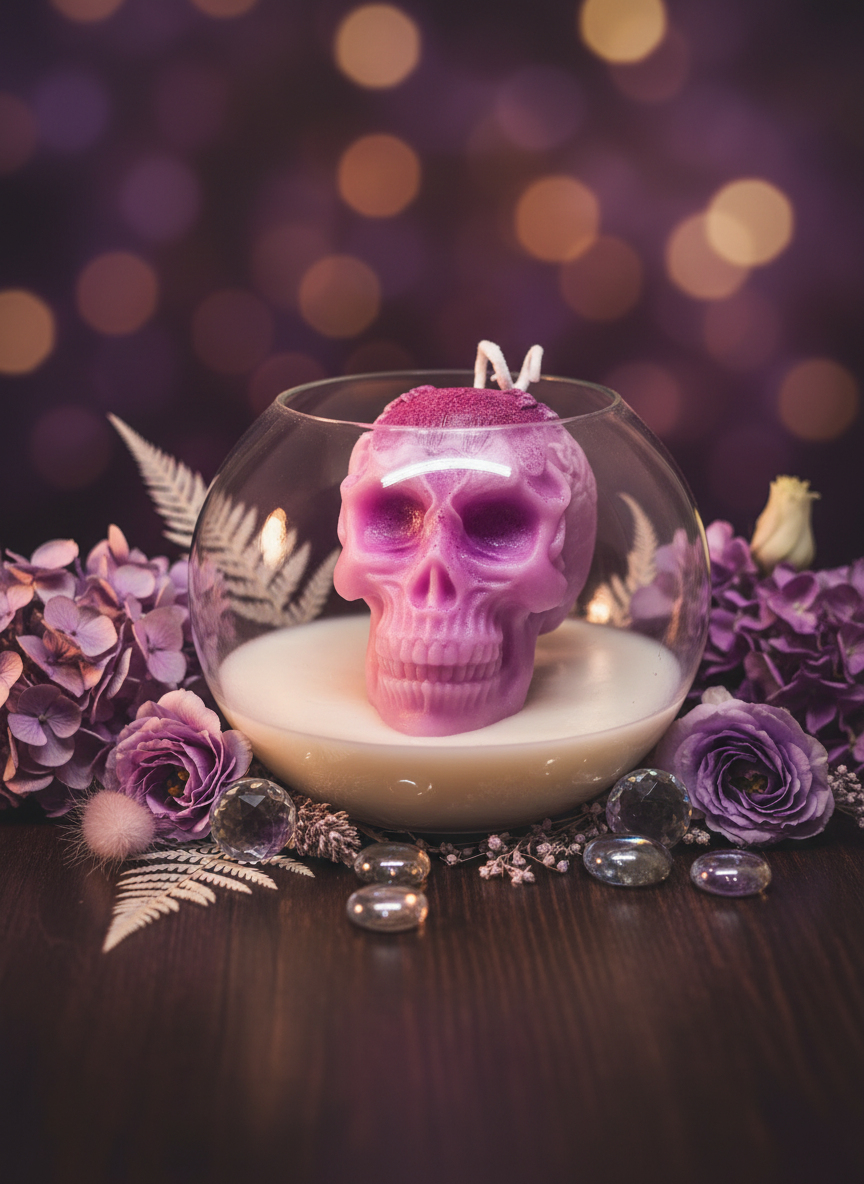 💀✨ Pink Skull Aura Candle