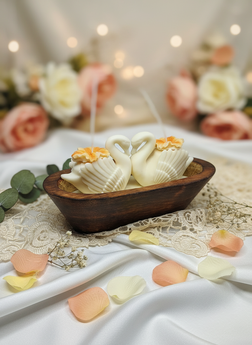 Eternal Swans Decorative Candle
