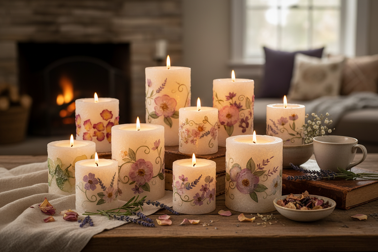 floral designs patters candles handmade