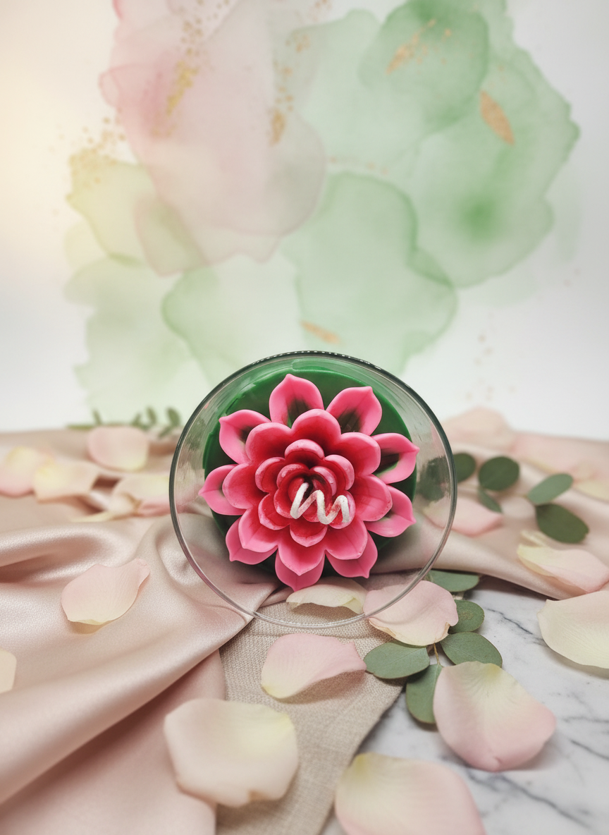 Lotus Bloom Soy Wax Candle in Glass