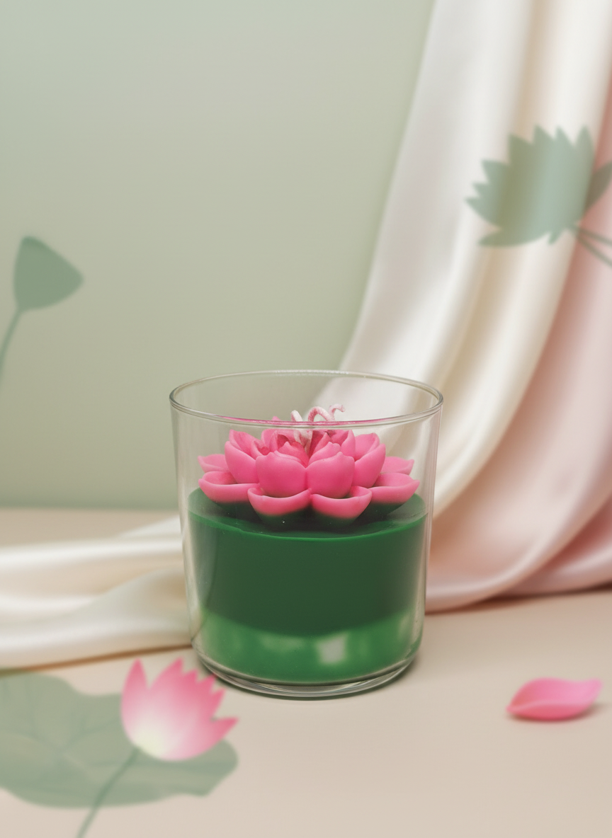 Lotus Bloom Soy Wax Candle in Glass