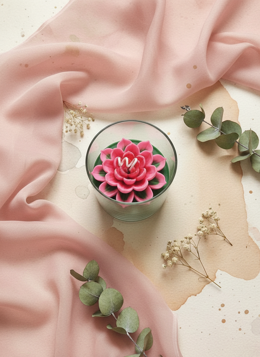 Lotus Bloom Soy Wax Candle in Glass