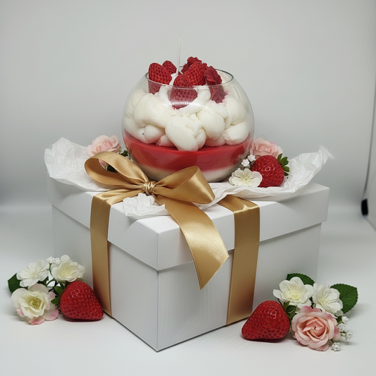 Floral Dessert Glass Jar Candle – Handmade Soy Wax Decorative Candle