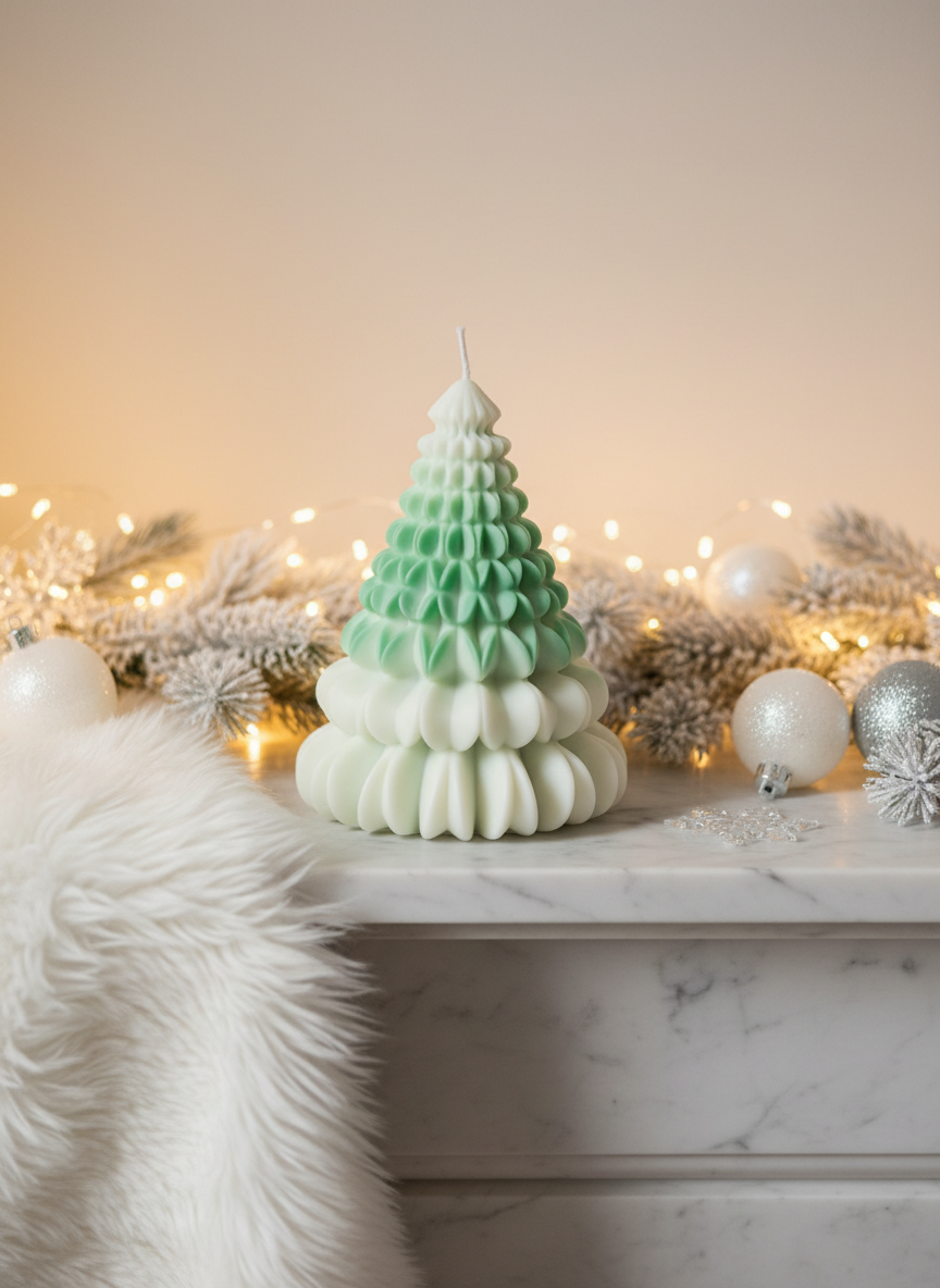 Handcrafted Soy Wax Christmas Tree Candle – Mildly Scented