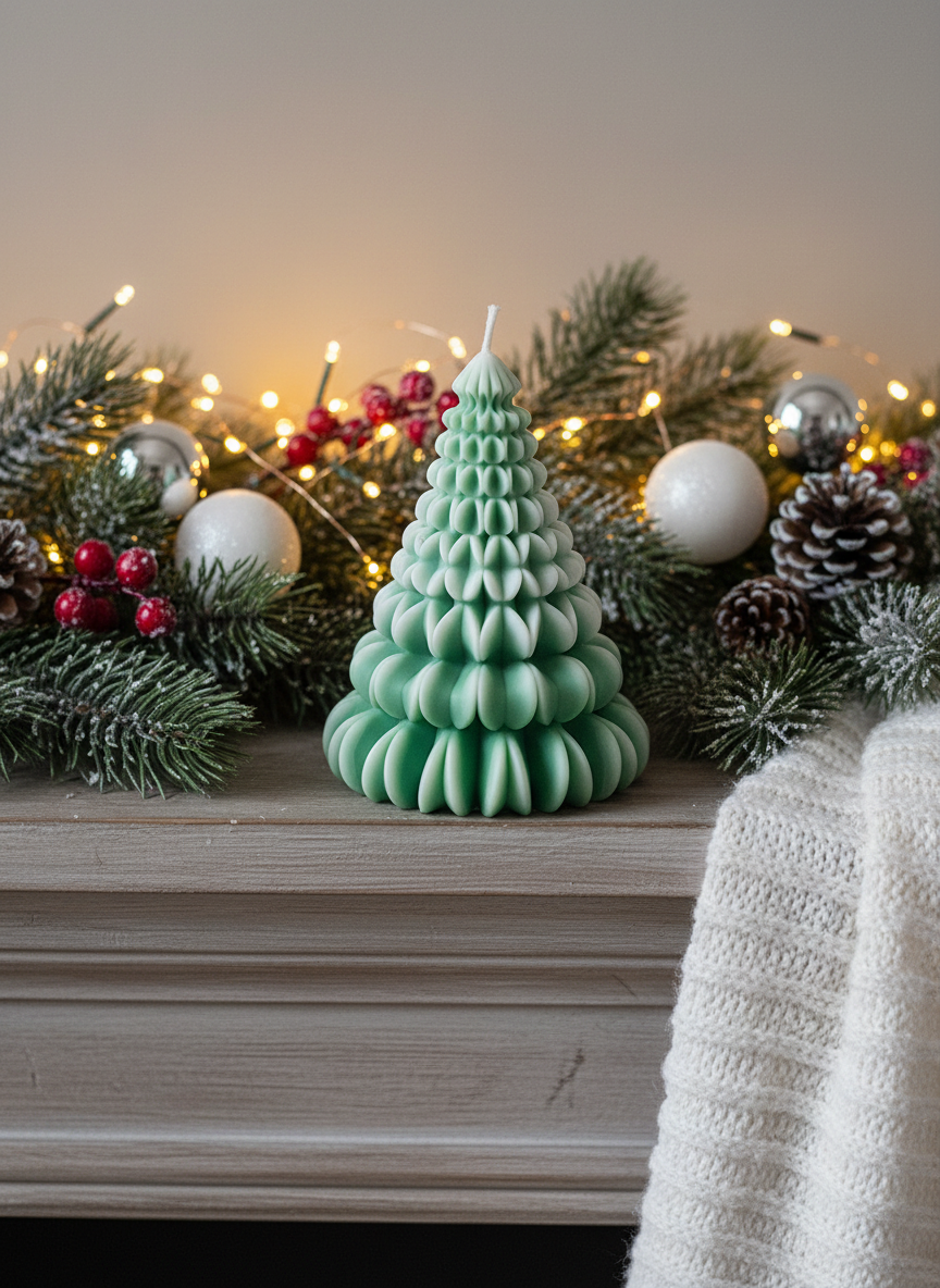 Handcrafted Soy Wax Christmas Tree Candle – Mildly Scented