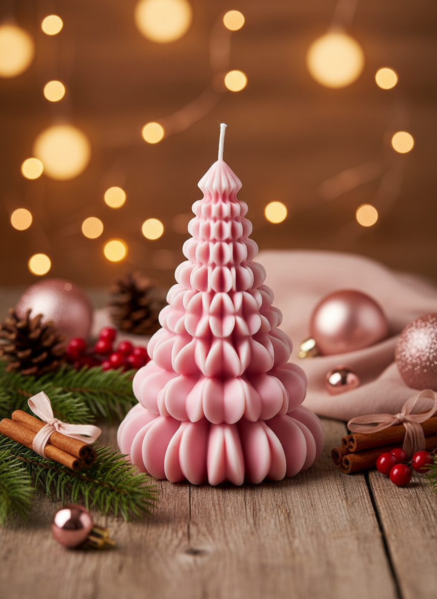 Handcrafted Soy Wax Christmas Tree Candle – Mildly Scented