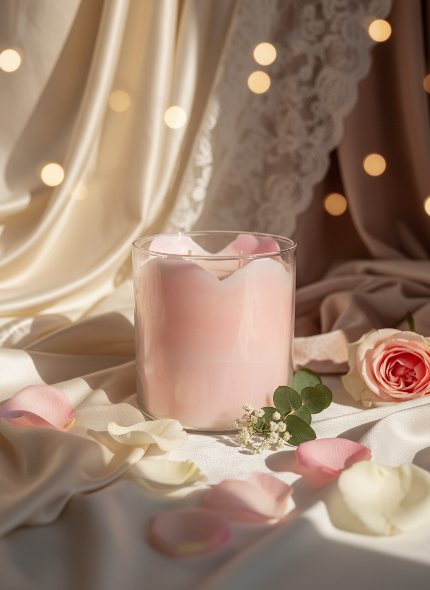 Soft Pink & White Christmas Star Candle in Glass Jar