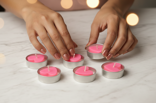 Blossom Scented Pink Heart Tealight Candles – Pack of 10 | Soy Wax | Aluminium Tealights
