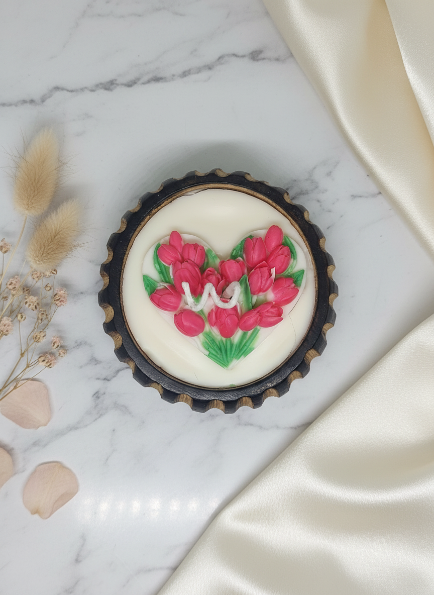 Tulip Heart Candle