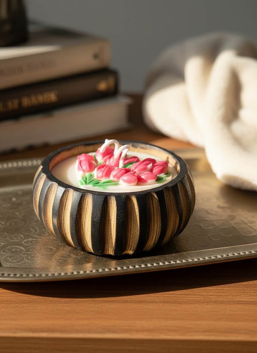 Tulip Heart Candle