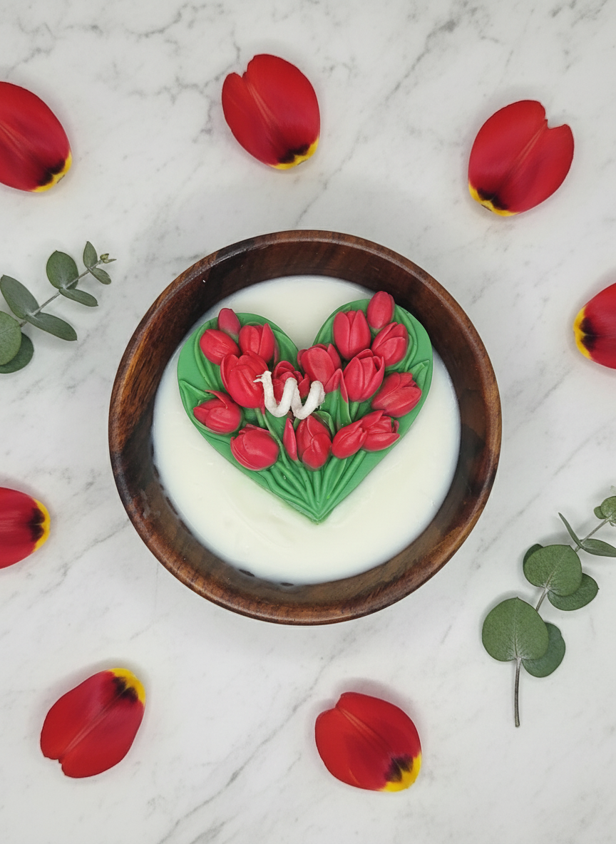 Tulip Heart Candle
